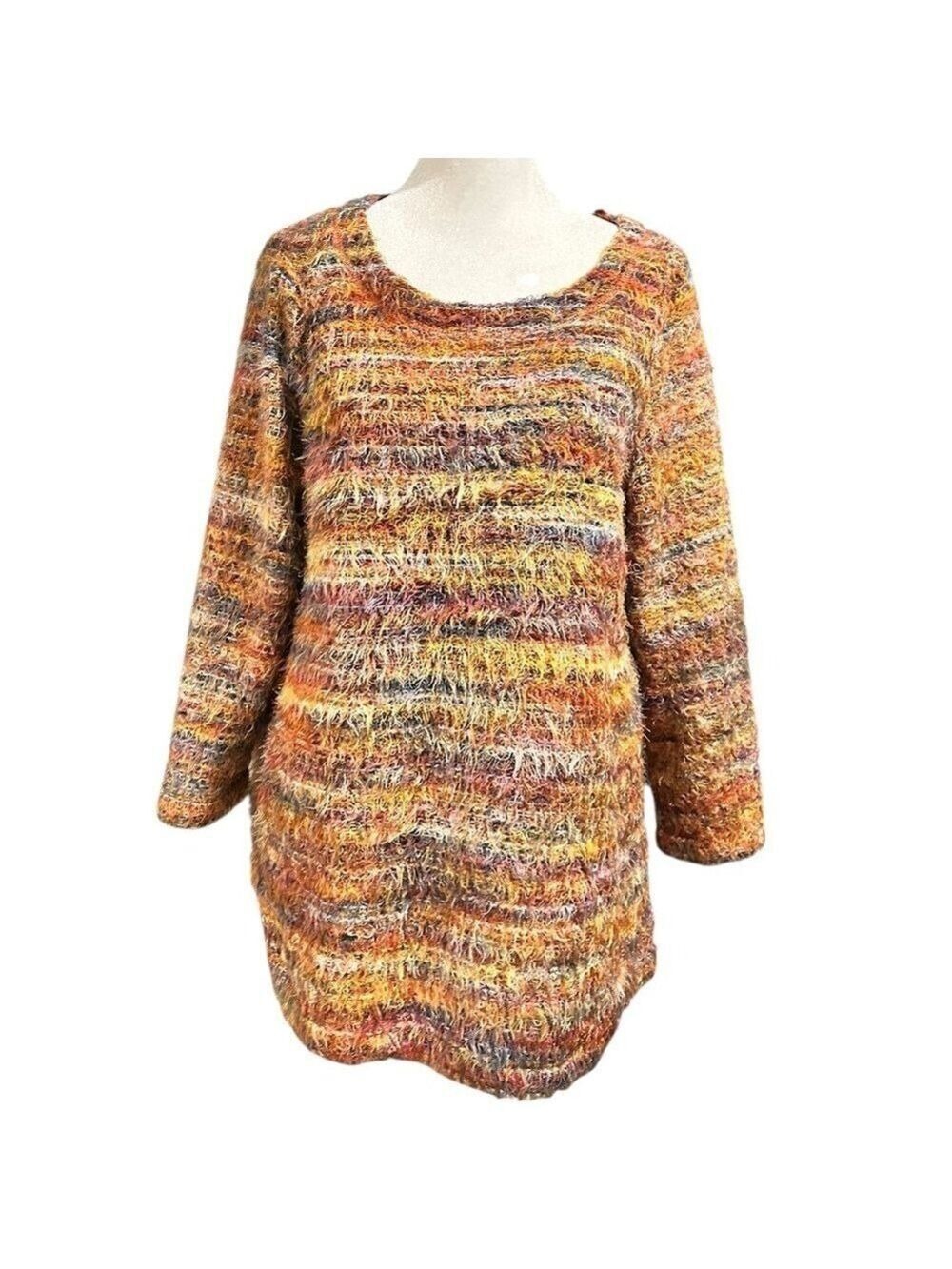 Ali Miles Eyelash Pullover Soft Knit Tunic Sweater 3/4 Sleeves Size Medium EC